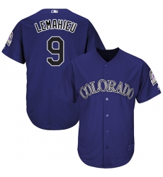 Youth Majestic Colorado Rockies #9 DJ LeMahieu Authentic Purple Alternate 1 Cool Base MLB Jersey