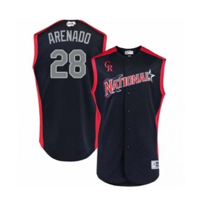 Men's Colorado Rockies #28 Nolan Arenado Authentic Navy Blue National League 2019 Baseball All-Star Jersey