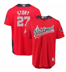 Men's Majestic Colorado Rockies #27 Trevor Story Game Red National League 2018 MLB All-Star MLB Jersey