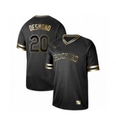 Men's Colorado Rockies #20 Ian Desmond Authentic Black Gold Fashion Baseball Jersey