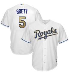 Men's Majestic Kansas City Royals #5 George Brett Replica White Home Cool Base MLB Jersey
