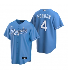 Men's Nike Kansas City Royals #4 Alex Gordon Light Blue Alternate Stitched Baseball Jersey