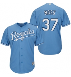 Youth Majestic Kansas City Royals #37 Brandon Moss Authentic Light Blue Alternate 1 Cool Base MLB Jersey