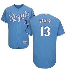 Men's Majestic Kansas City Royals #13 Salvador Perez Light Blue Alternate Flex Base Authentic Collection MLB Jersey