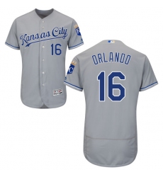 Men's Majestic Kansas City Royals #16 Paulo Orlando Grey Road Flex Base Authentic Collection MLB Jersey