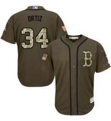 Youth Majestic Boston Red Sox #34 David Ortiz Authentic Green Salute to Service MLB Jersey