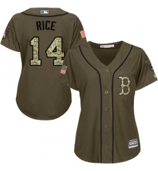 Women's Majestic Boston Red Sox #14 Jim Rice Authentic Green Salute to Service MLB Jersey