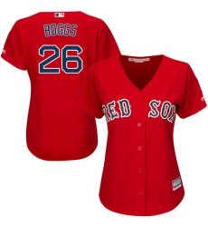 Women's Majestic Boston Red Sox #26 Wade Boggs Authentic Red Alternate Home MLB Jersey