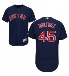 Men's Majestic Boston Red Sox #45 Pedro Martinez Navy Blue Alternate Flex Base Authentic Collection MLB Jersey