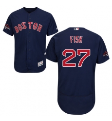Men's Majestic Boston Red Sox #27 Carlton Fisk Navy Blue Alternate Flex Base Authentic Collection 2018 World Series Champions MLB Jersey