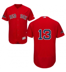 Men's Majestic Boston Red Sox #13 Hanley Ramirez Red Alternate Flex Base Authentic Collection 2018 World Series Champions MLB Jersey
