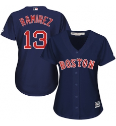 Women's Majestic Boston Red Sox #13 Hanley Ramirez Replica Navy Blue Alternate Road MLB Jersey