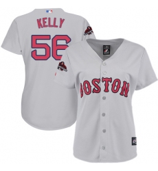 Women's Majestic Boston Red Sox #56 Joe Kelly Authentic Grey Road 2018 World Series Champions MLB Jersey