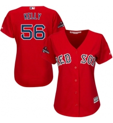 Women's Majestic Boston Red Sox #56 Joe Kelly Authentic Red Alternate Home 2018 World Series Champions MLB Jersey