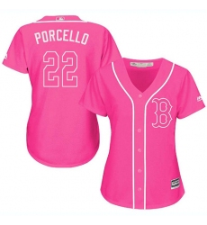 Women's Majestic Boston Red Sox #22 Rick Porcello Authentic Pink Fashion MLB Jersey