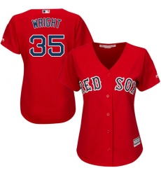 Women's Majestic Boston Red Sox #35 Steven Wright Replica Red Alternate Home MLB Jersey
