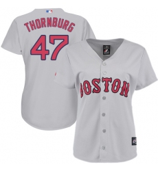 Women's Majestic Boston Red Sox #47 Tyler Thornburg Authentic Grey Road MLB Jersey