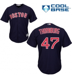 Youth Majestic Boston Red Sox #47 Tyler Thornburg Replica Navy Blue Alternate Road Cool Base MLB Jersey