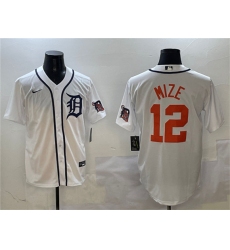 Men's Detroit Tigers #12 Casey Mize White With Cool Base Stitched Baseball Jersey