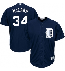 Youth Majestic Detroit Tigers #34 James McCann Authentic Navy Blue Alternate Cool Base MLB Jersey