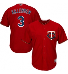 Men's Majestic Minnesota Twins #3 Harmon Killebrew Replica Scarlet Alternate Cool Base MLB Jersey