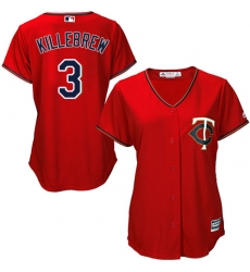 Women's Majestic Minnesota Twins #3 Harmon Killebrew Replica Scarlet Alternate Cool Base MLB Jersey