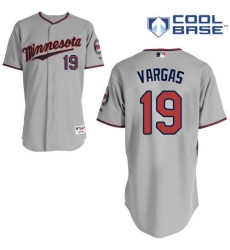 Men's Majestic Minnesota Twins #19 Kennys Vargas Authentic Grey Road Cool Base MLB Jersey