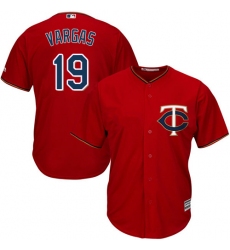 Youth Majestic Minnesota Twins #19 Kennys Vargas Authentic Scarlet Alternate Cool Base MLB Jersey