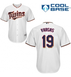 Youth Majestic Minnesota Twins #19 Kennys Vargas Authentic White Home Cool Base MLB Jersey