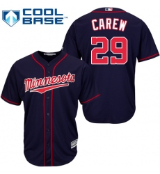 Youth Majestic Minnesota Twins #29 Rod Carew Authentic Navy Blue Alternate Road Cool Base MLB Jersey