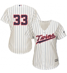 Women's Majestic Minnesota Twins #33 Justin Morneau Replica Cream Alternate Cool Base MLB Jersey