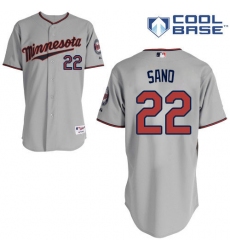 Men's Majestic Minnesota Twins #22 Miguel Sano Authentic Grey Road Cool Base MLB Jersey