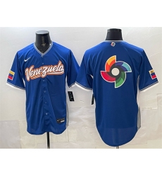 Men's Venezuela Baseball Blue 2026 World Baseball Classic Big Logo Road Stadium Stitched Jersey
