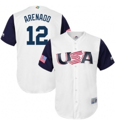 Youth USA Baseball Majestic #12 Nolan Arenado White 2017 World Baseball Classic Replica Team Jersey