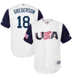 Youth USA Baseball Majestic #18 Luke Gregerson White 2017 World Baseball Classic Replica Team Jersey