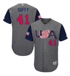 Men's USA Baseball Majestic #41 Danny Duffy Gray 2017 World Baseball Classic Authentic Team Jersey