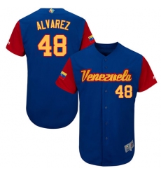Men's Venezuela Baseball Majestic #48 Jose Alvarez Royal Blue 2017 World Baseball Classic Authentic Team Jersey