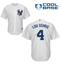 Men's Majestic New York Yankees #4 Lou Gehrig Replica White Home MLB Jersey