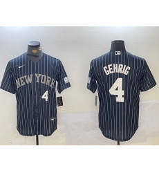 Mens New York Yankees #4 Lou Gehrig Navy Pinstripe Fashion Cool Base Jersey