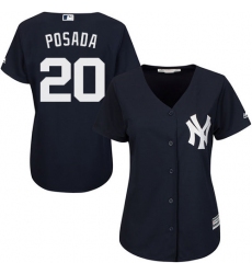 Women's Majestic New York Yankees #20 Jorge Posada Replica Navy Blue Alternate MLB Jersey