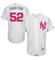 Men's Majestic New York Yankees #52 C.C. Sabathia Authentic White 2016 Mother's Day Fashion Flex Base MLB Jersey