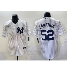Men's New York Yankees #52 C.C. Sabathia White Cool Base Stitched Jersey