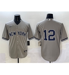 Men's New York Yankees #12 Trent Grisham Grey Cool Base Stitched Baseball Jersey