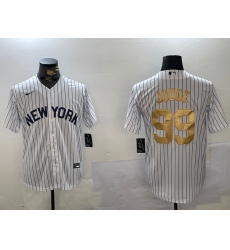 Men's New York Yankees #99 Aaron Judge White Pinstripe Fashion Cool Base Jersey