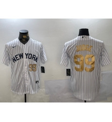 Men's New York Yankees #99 Aaron Judge White Pinstripe Fashion Cool Base Jerseys