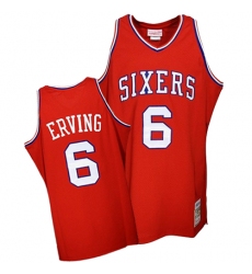 Men's Mitchell and Ness Philadelphia 76ers #6 Julius Erving Authentic Red Throwback NBA Jersey