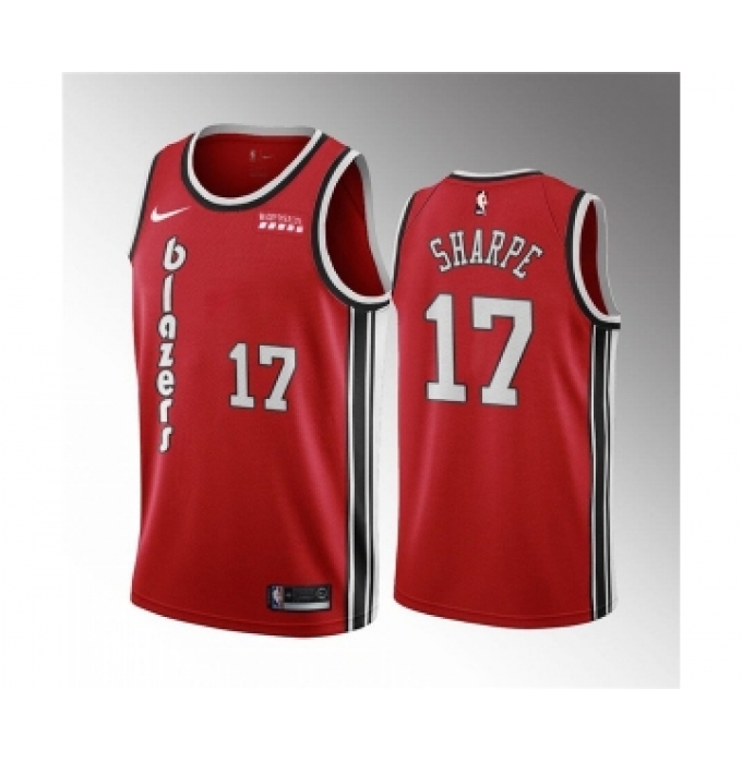 Men's Portland Trail Blazers #17 Shaedon Sharpe Red Classic Edition Stitched Basketball Jersey