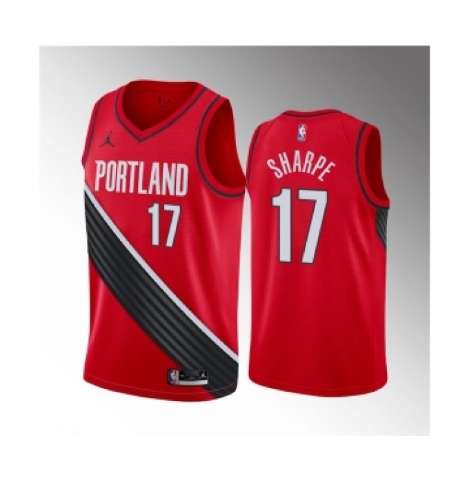 Men's Portland Trail Blazers #17 Shaedon Sharpe Red Statement Edition Stitched Basketball Jersey