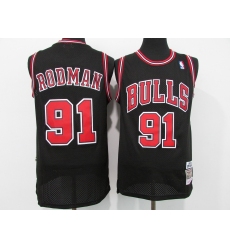 Men's Chicago Bulls #91 Dennis Rodman Authentic Black Alternate Jersey
