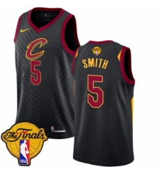 Youth Nike Cleveland Cavaliers #5 J.R. Smith Authentic Black 2018 NBA Finals Bound NBA Jersey Statement Edition